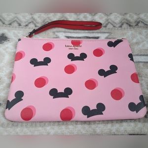 KATE SPADE🎀🏰 Disney Parks Pink Mickey Mouse Ears Polka Dot Wristlet 🎀